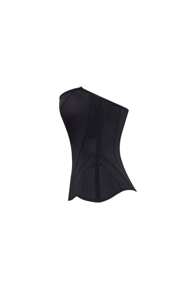 Chic low-waist black fitted corset