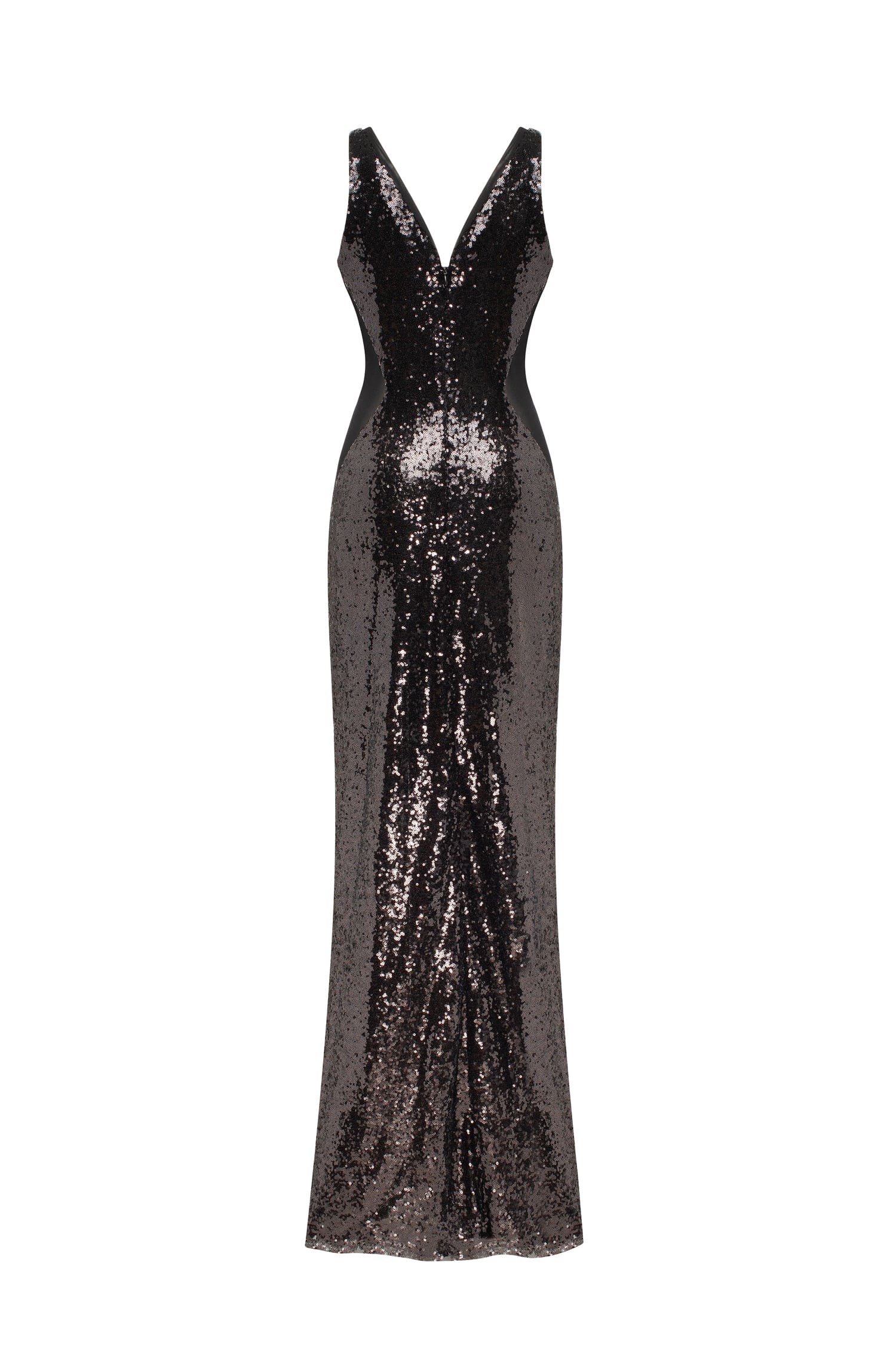 Dazzling fully sequined black maxi dress, Smoky Quartz