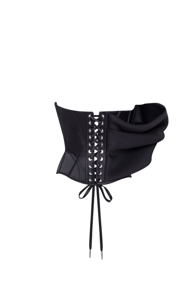 Spectacular structured boned corset in black