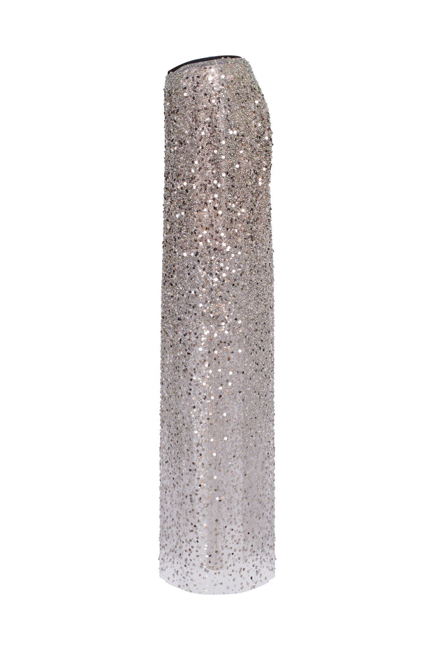 Showstopper fully sequined silver fitted maxi skirt