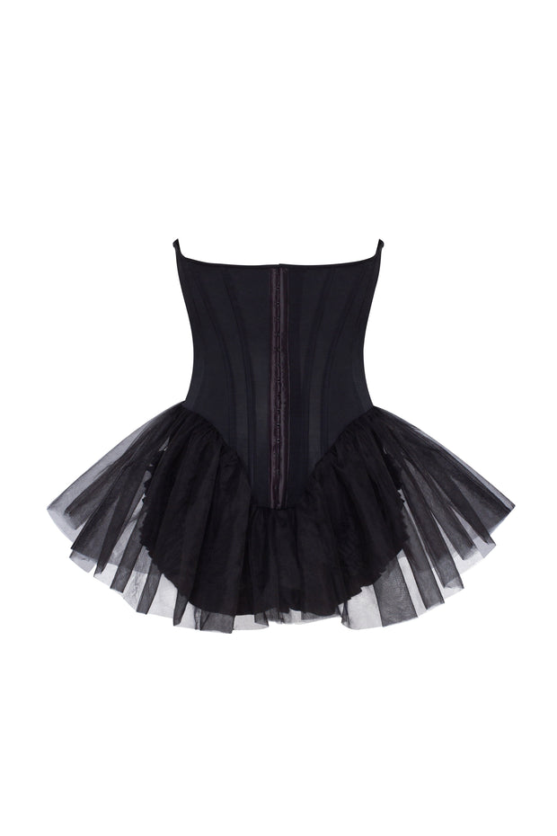 Tutu black mini dress with cute pink bows