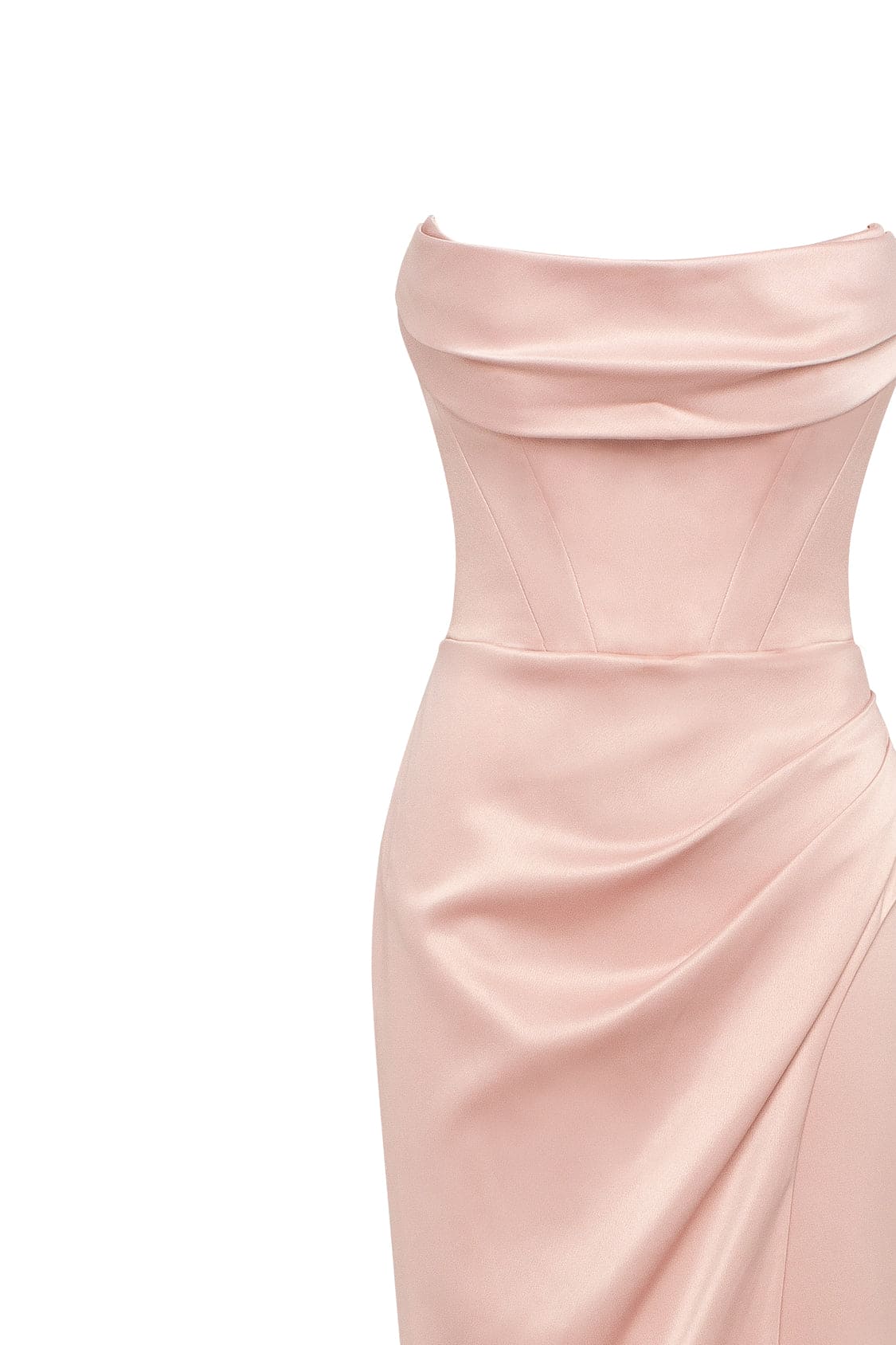 فستان ماكسي من الساتان الفاخر باللون الوردي الضبابي