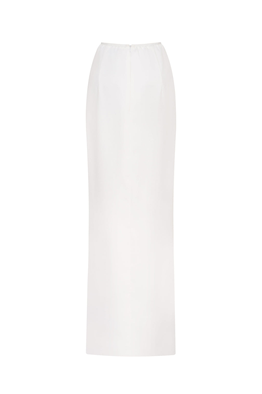 Refined fitted white maxi skirt with a slit, Midnight Walk