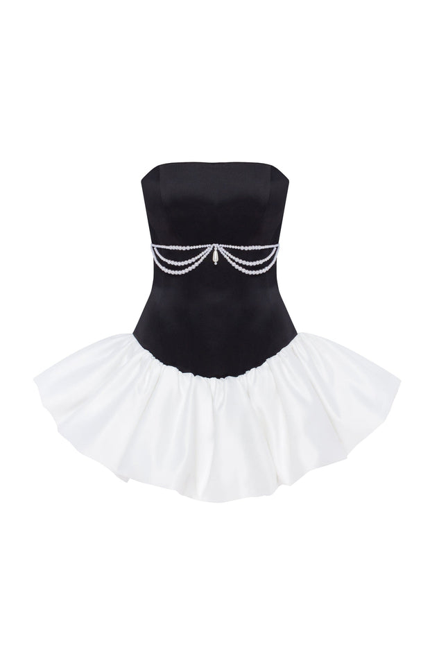 Swan-like mini corset dress, Glow-Up