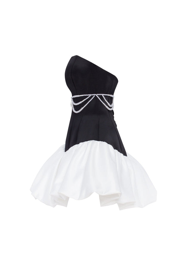 Swan-like mini corset dress, Glow-Up