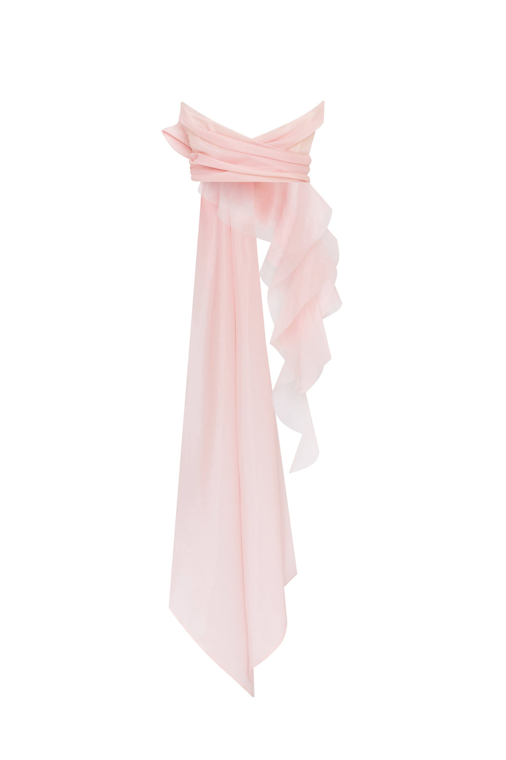 Dreamy off-shoulder blouse with meringue flounces in misty rose, Midnight Walk