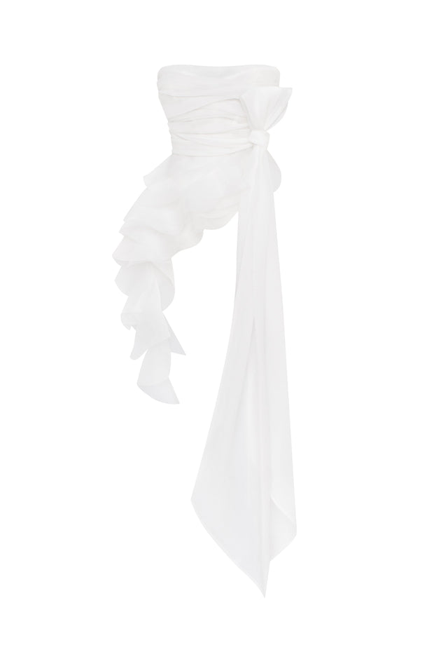 Dreamy blouse with meringue flounces in white