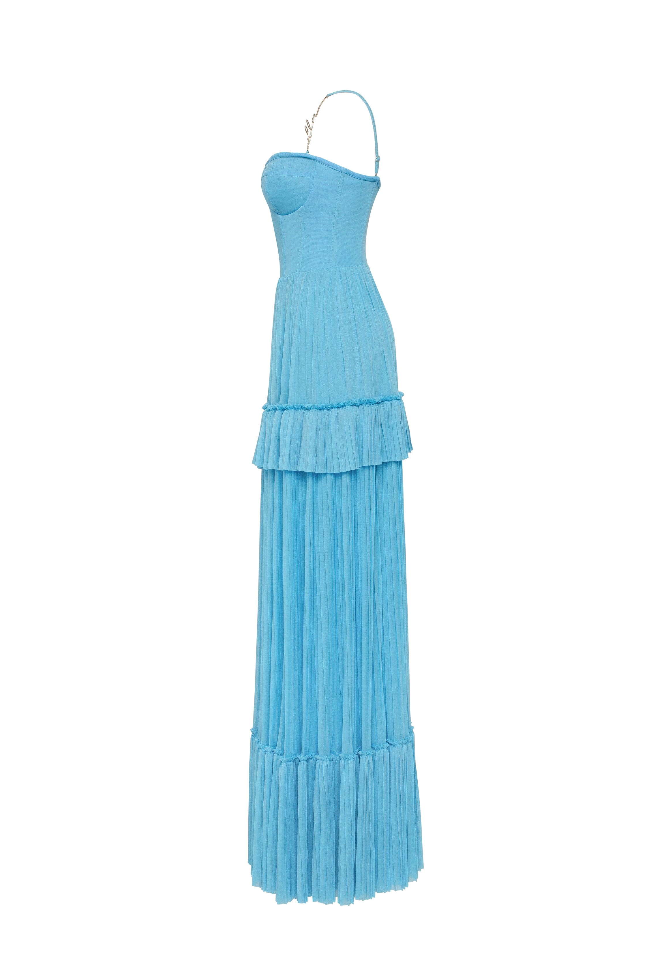 فستان ماكسي بأشرطة سباغيتي باللون الأزرق السماوي