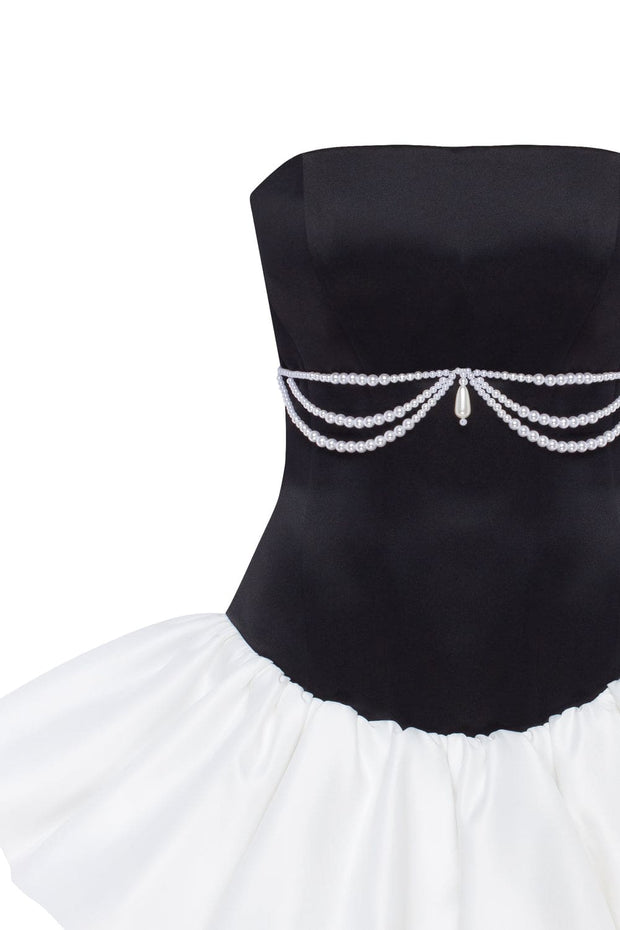 Swan-like mini corset dress, Glow-Up