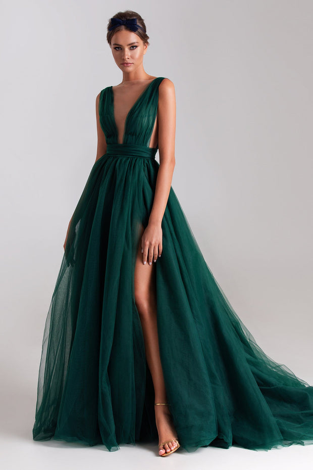 Emerald Green Elegant Maxi Dress