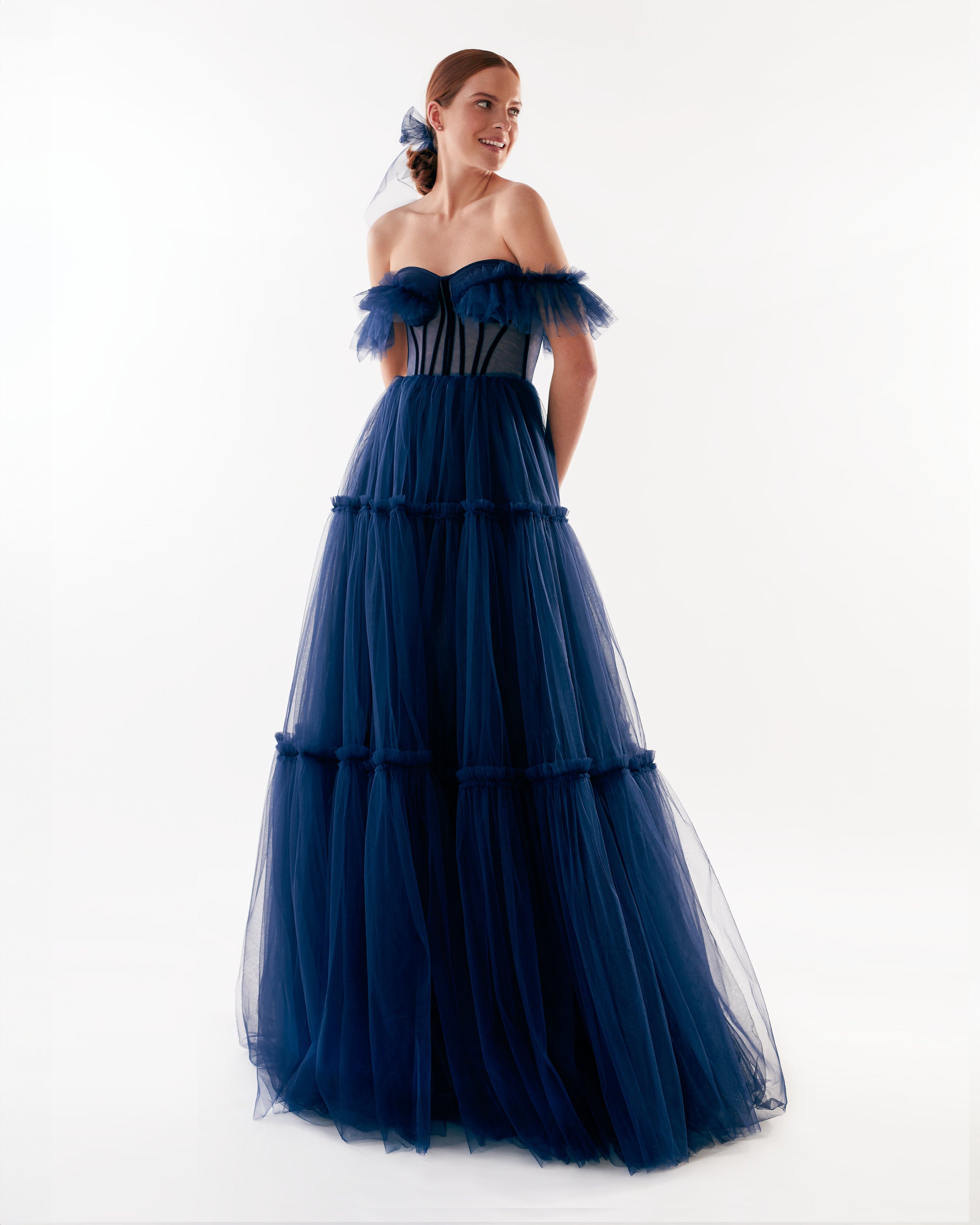 Misty Rose Sparkly off-the-shoulder tulle dress ➤➤ Milla Dresses - USA,  Worldwide delivery