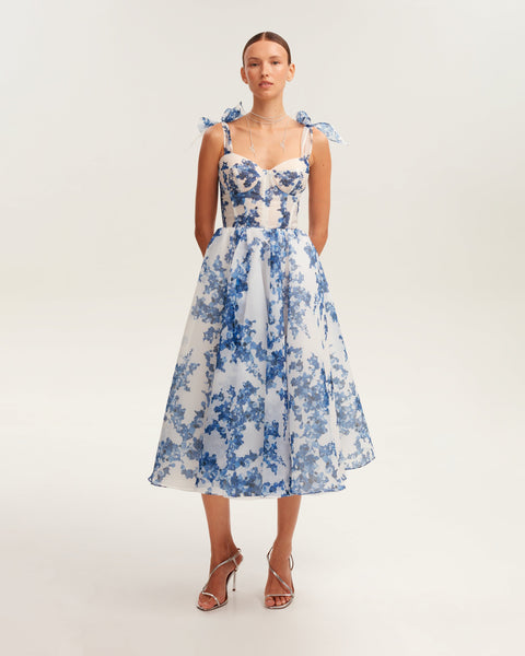ワンピース Blue tweed papillon chain flare dress M MN_2_31_grande.jpg?v=1751541592