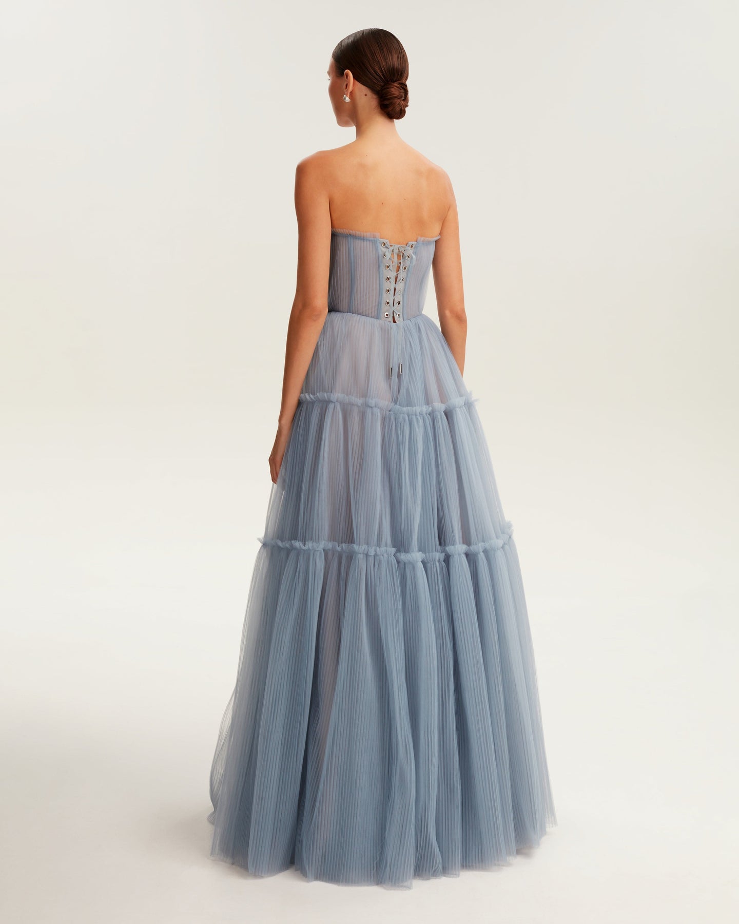 Cloudy blue tulle maxi dress with ruffled skirt, Garden of Eden Milla ...