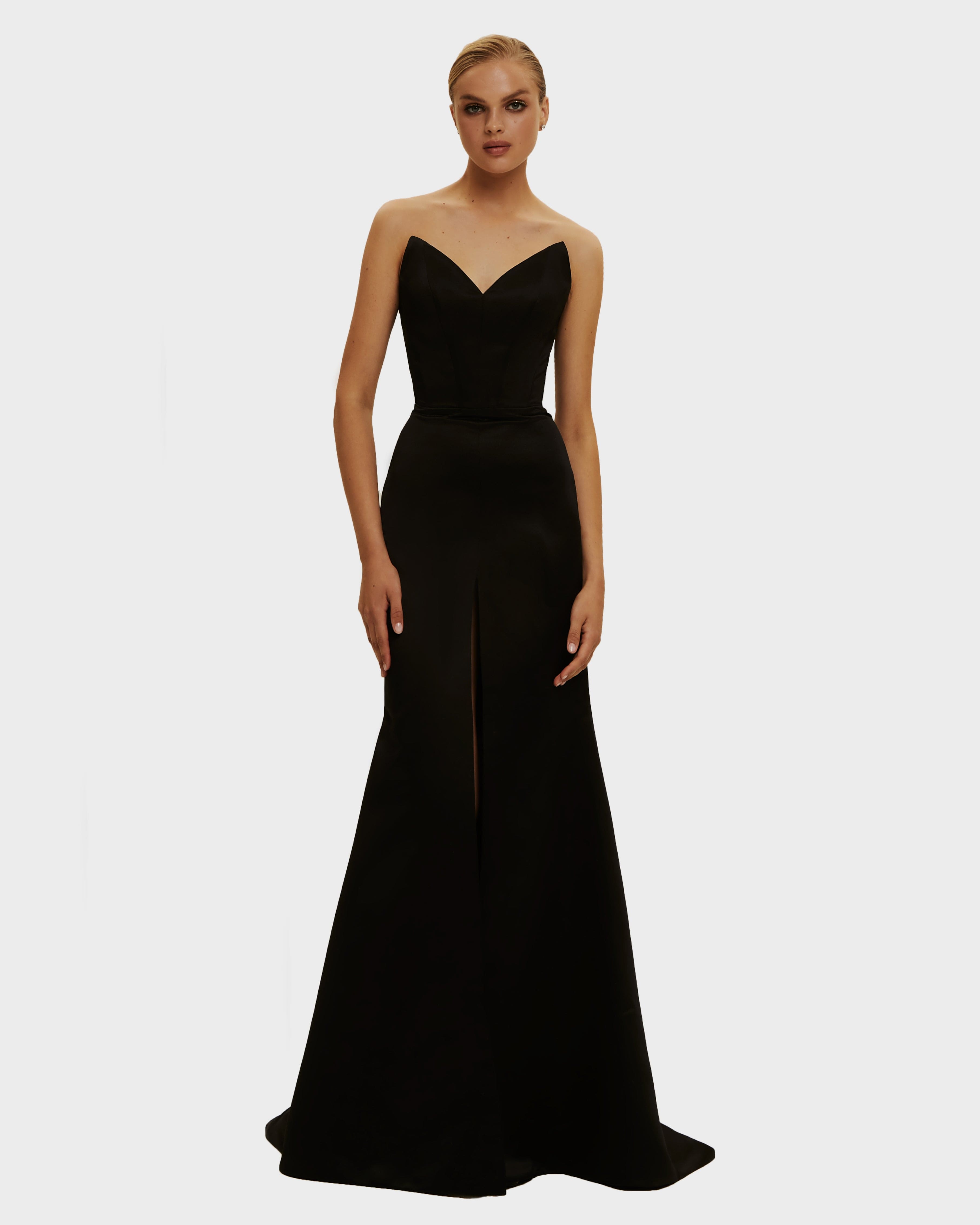  Black Strapless Gown