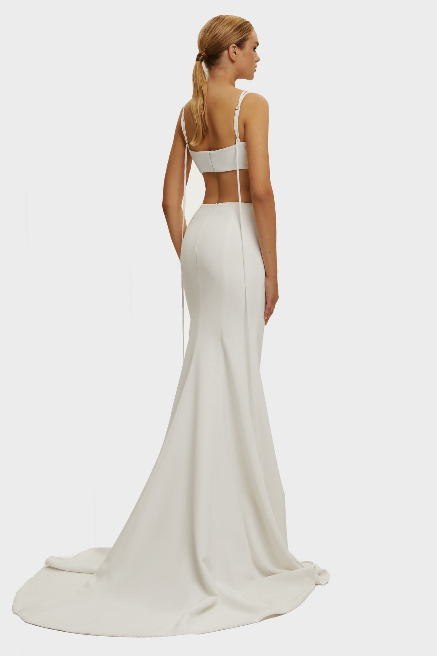 فستان ماكسي كاجوال بفتحات جانبية أبيض