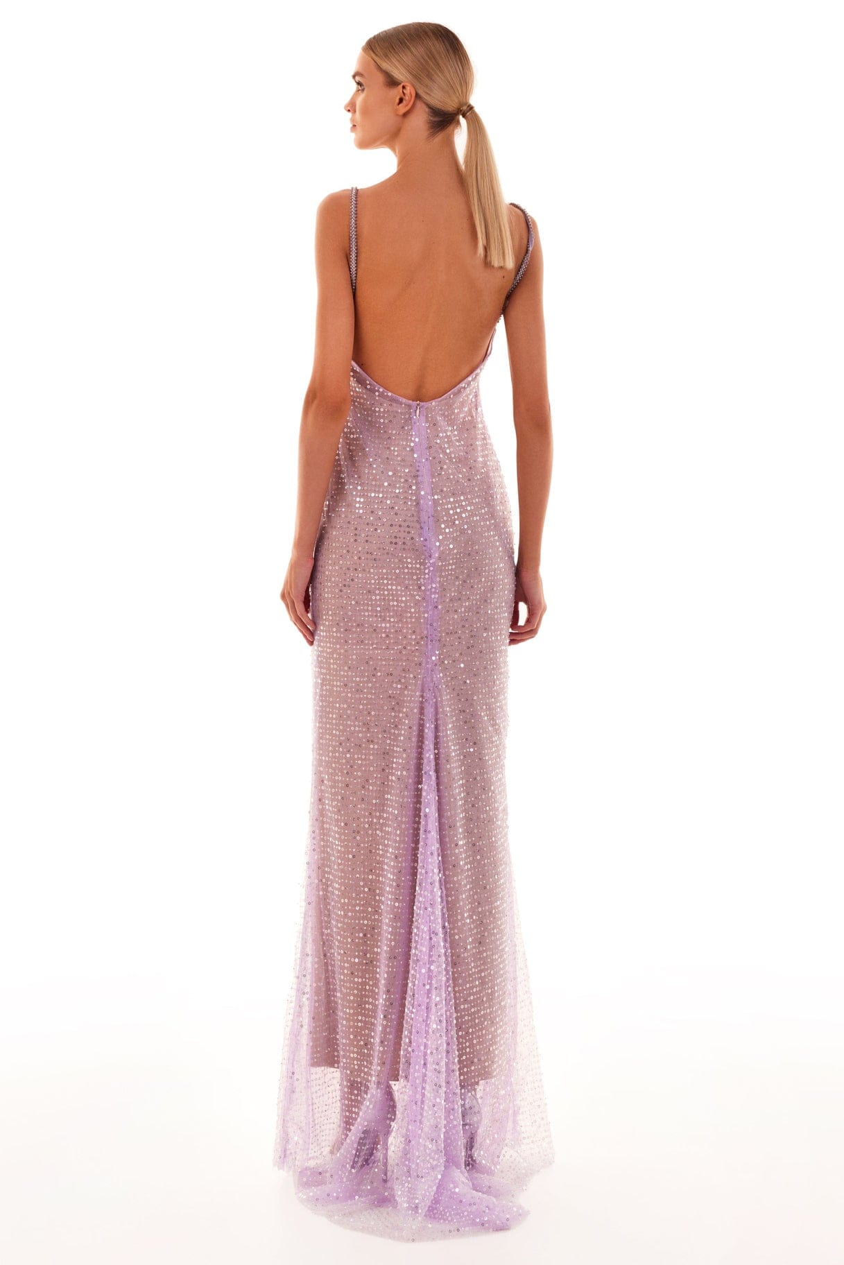 Gala lavender glittering maxi dress
