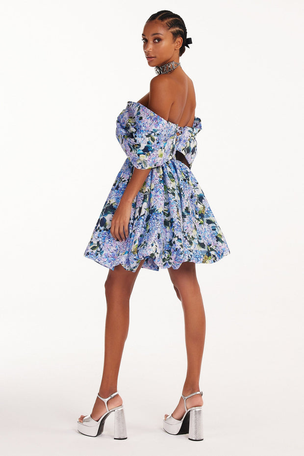 Blue Hydrangea bow-detailed mini dress Milla Dresses - USA, Worldwide ...