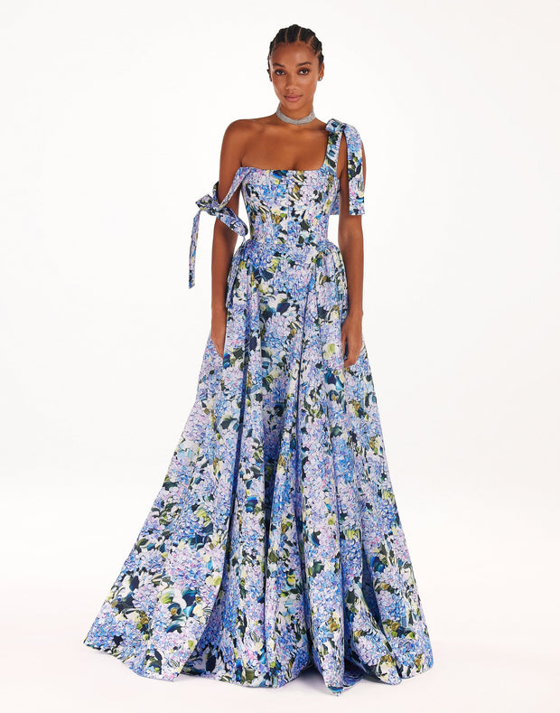 Serafina Blue Floral Corset Dress