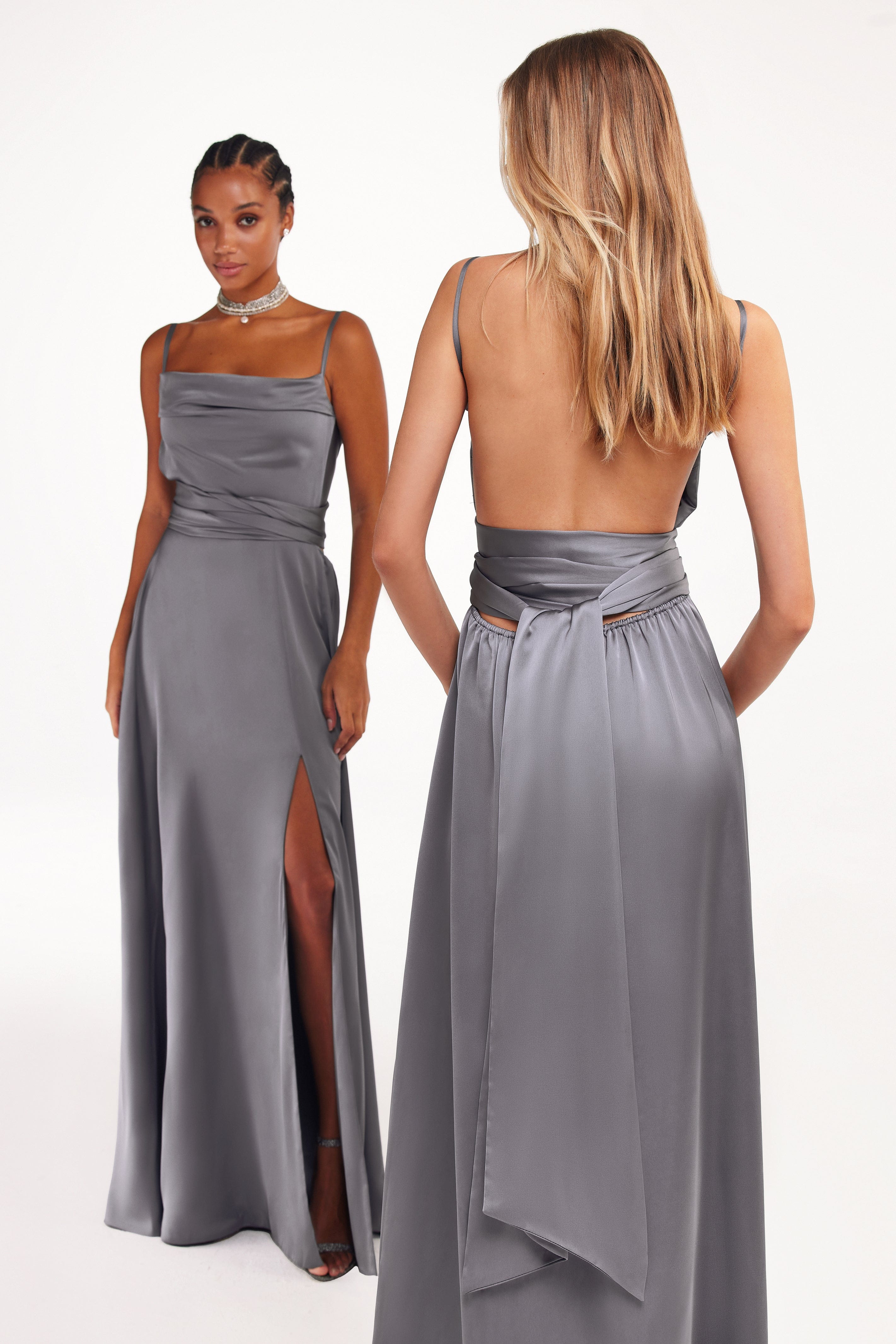 Boudoir silver silk slip dress ➤➤ Milla Dresses - USA, Worldwide