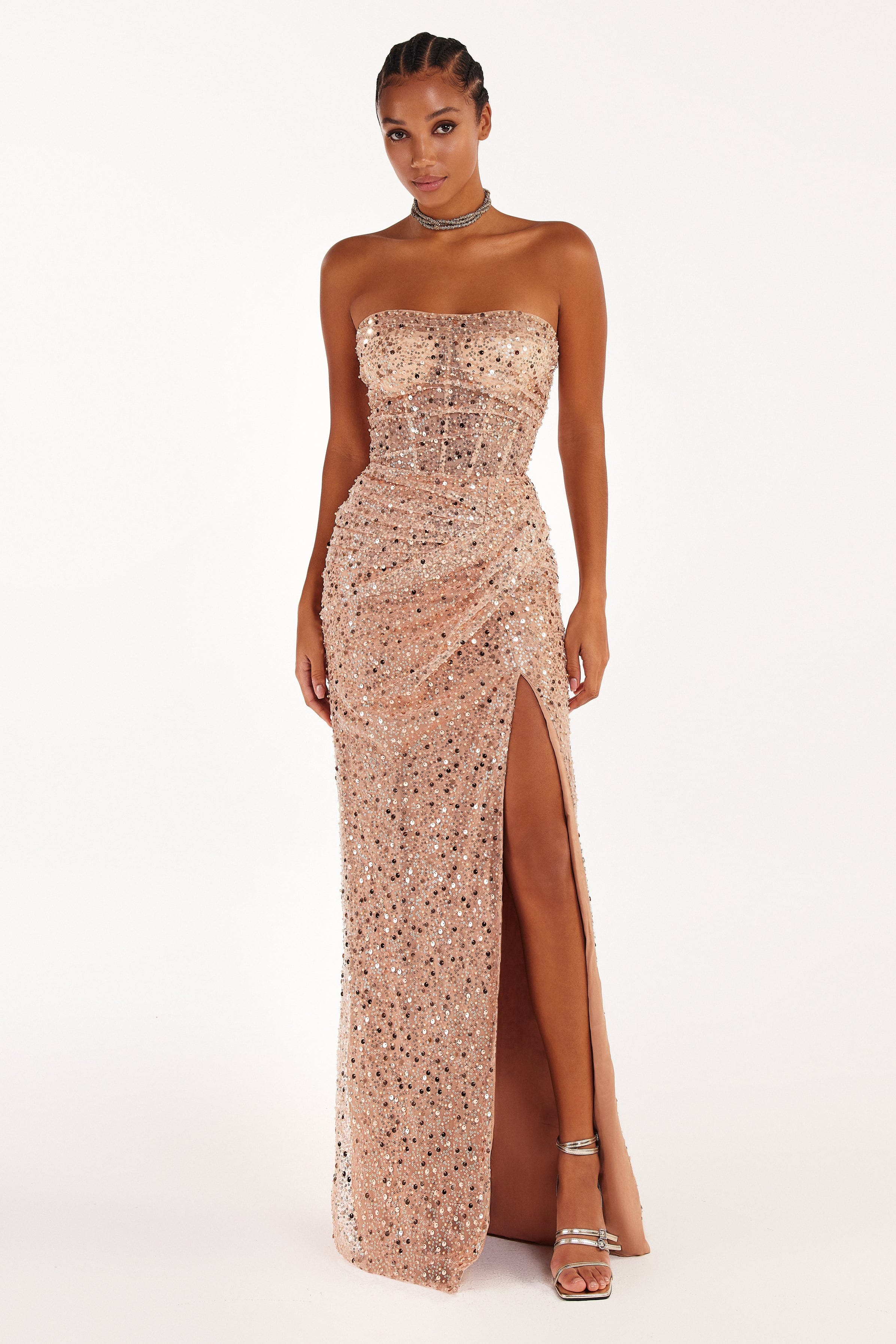 Radiant maxi dress in gold