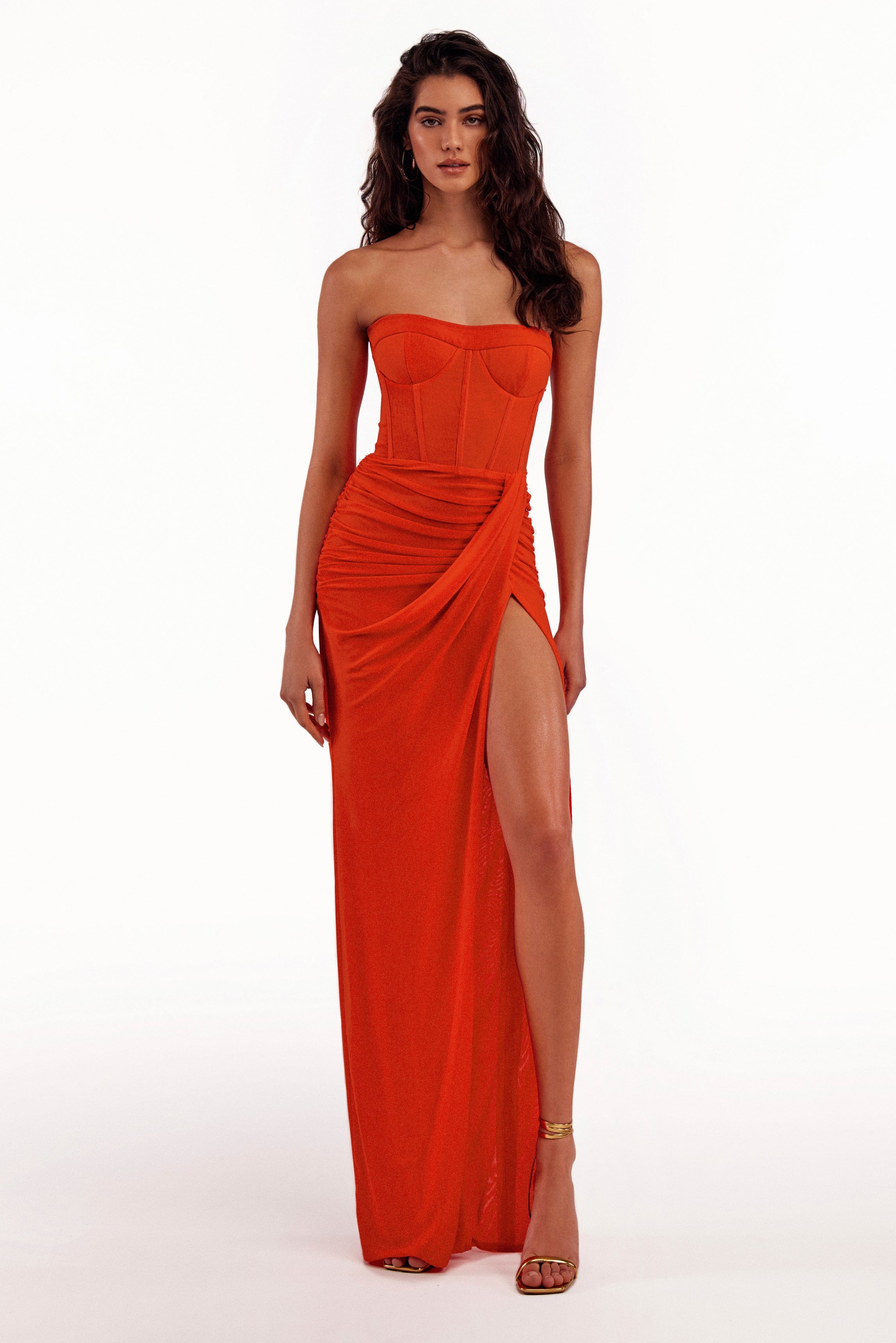 Strapless Maxi Dress - Orange