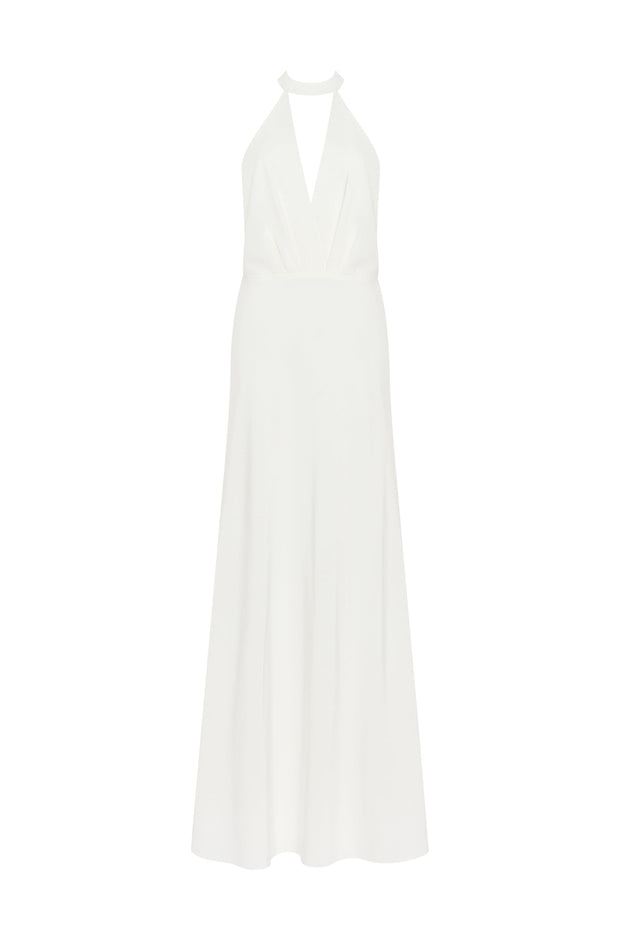 Lovely white halterneck satin maxi dress, Xo Xo