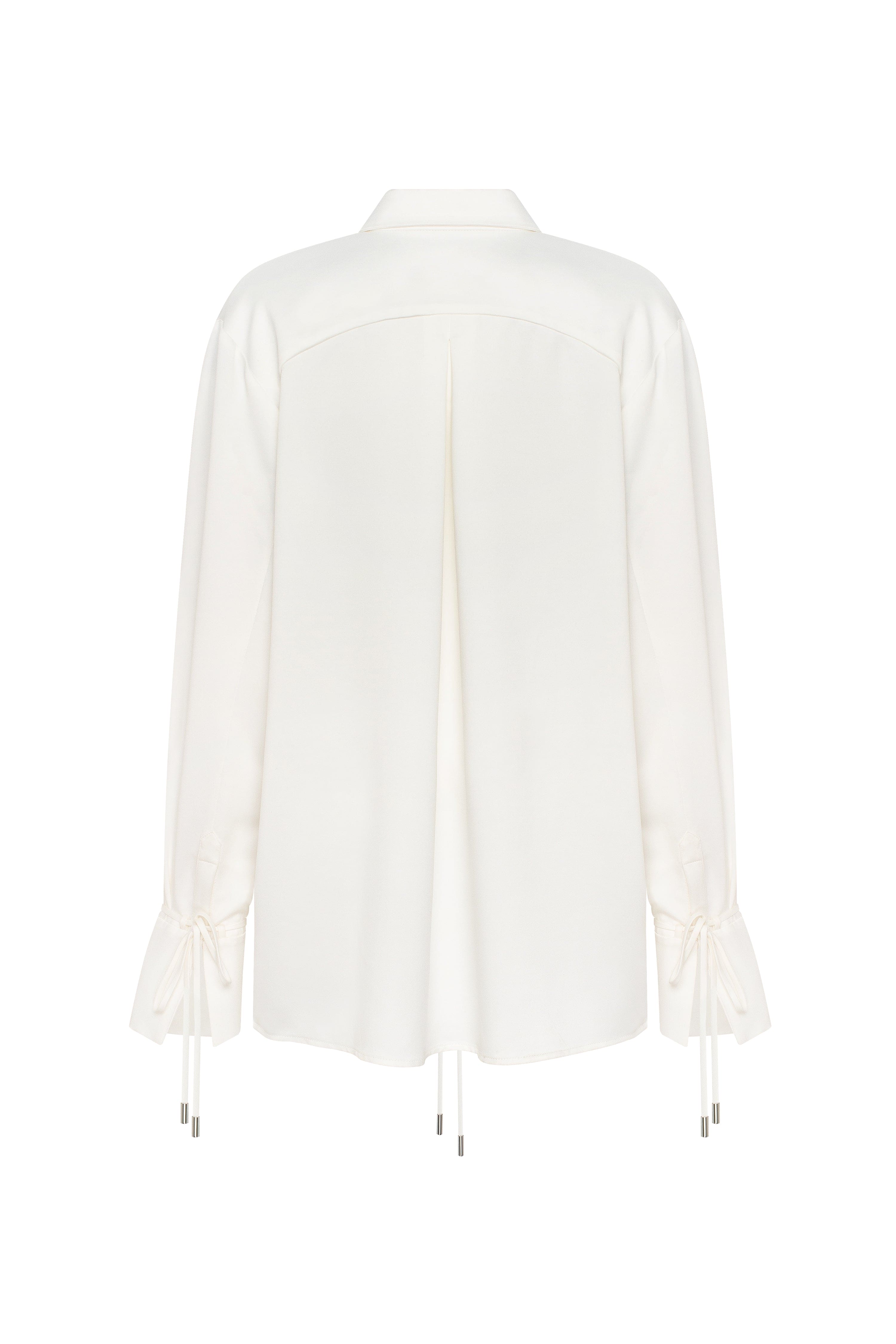 Elegant 3-piece set with white silk blouse, white mini skirt, and black ...