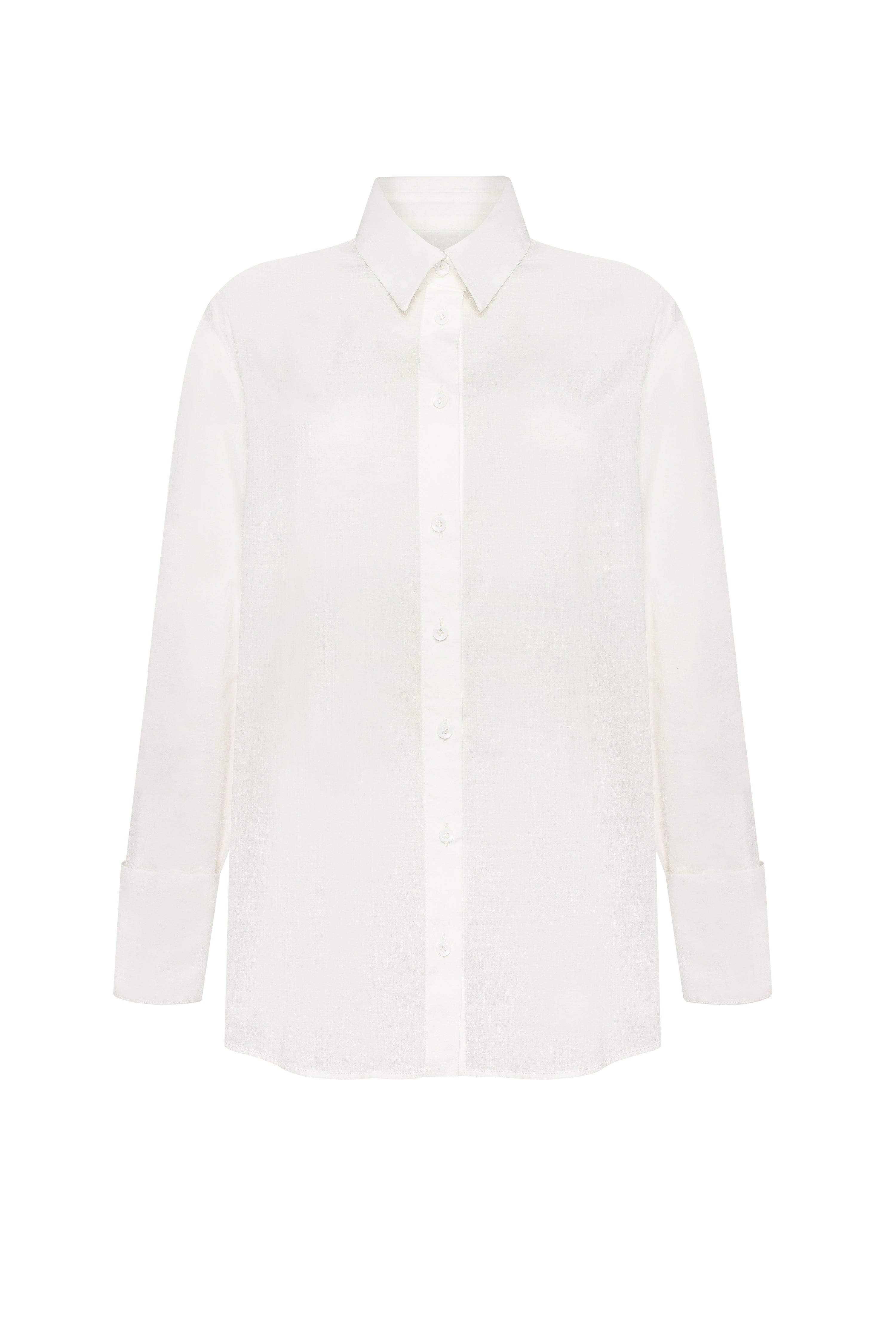 White wide sleeve blouse “Buttoned” – Garde-robe Boutique