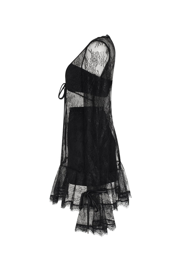 Dresses Worldwide Xo Milla in mini - Alluring delivery ➤➤ lace dress semi-transparent USA, black, Xo