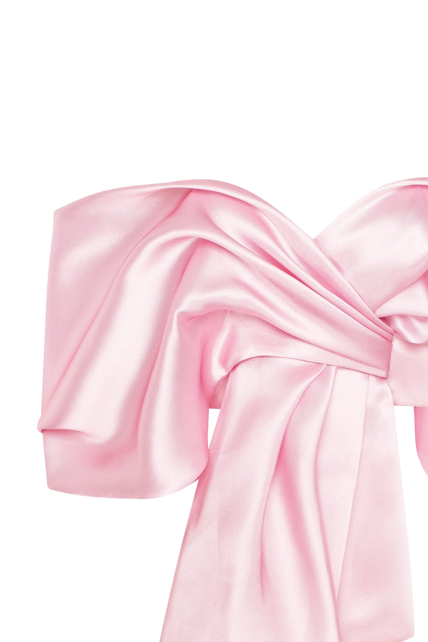Pink organza off-shoulder blouse with meringue flounces, Xo Xo