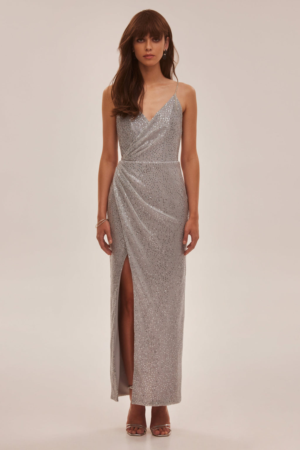 Metallic Silver Long Dress  Miami Gowns Design [ Handmade Design