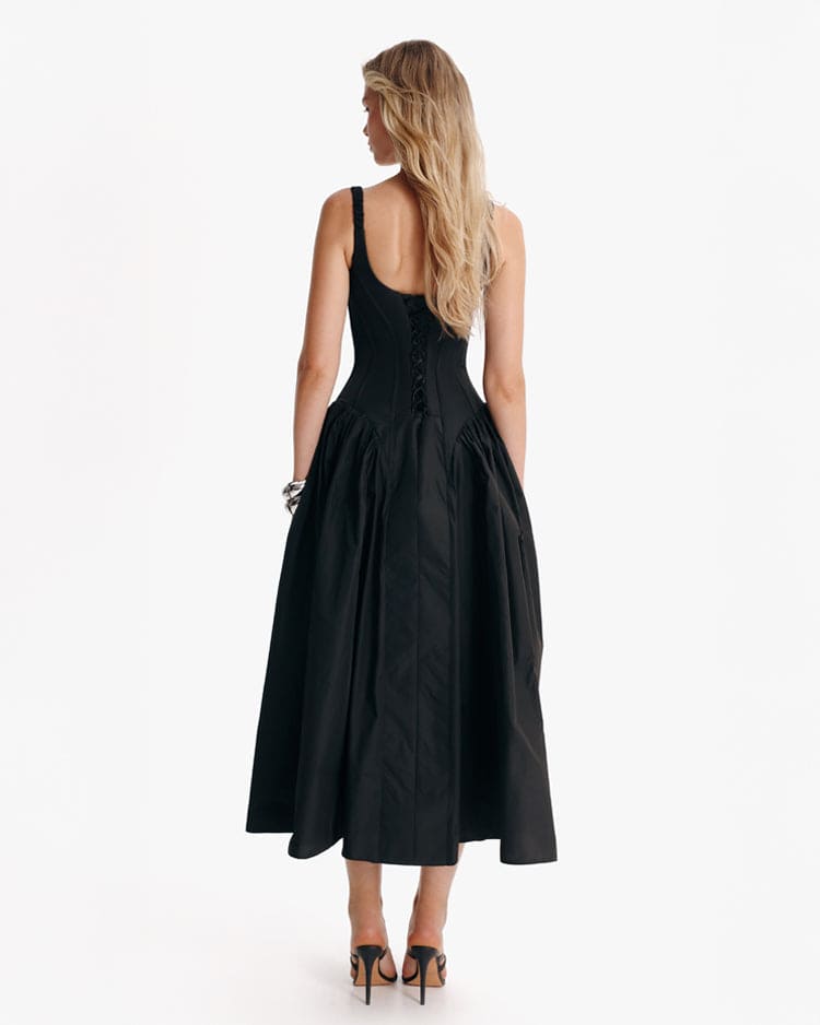 Black corset midi dress