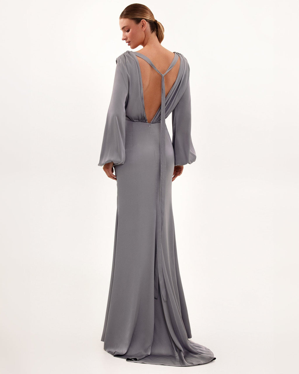 Metallic Silver Long Dress  Miami Gowns Design [ Handmade Design