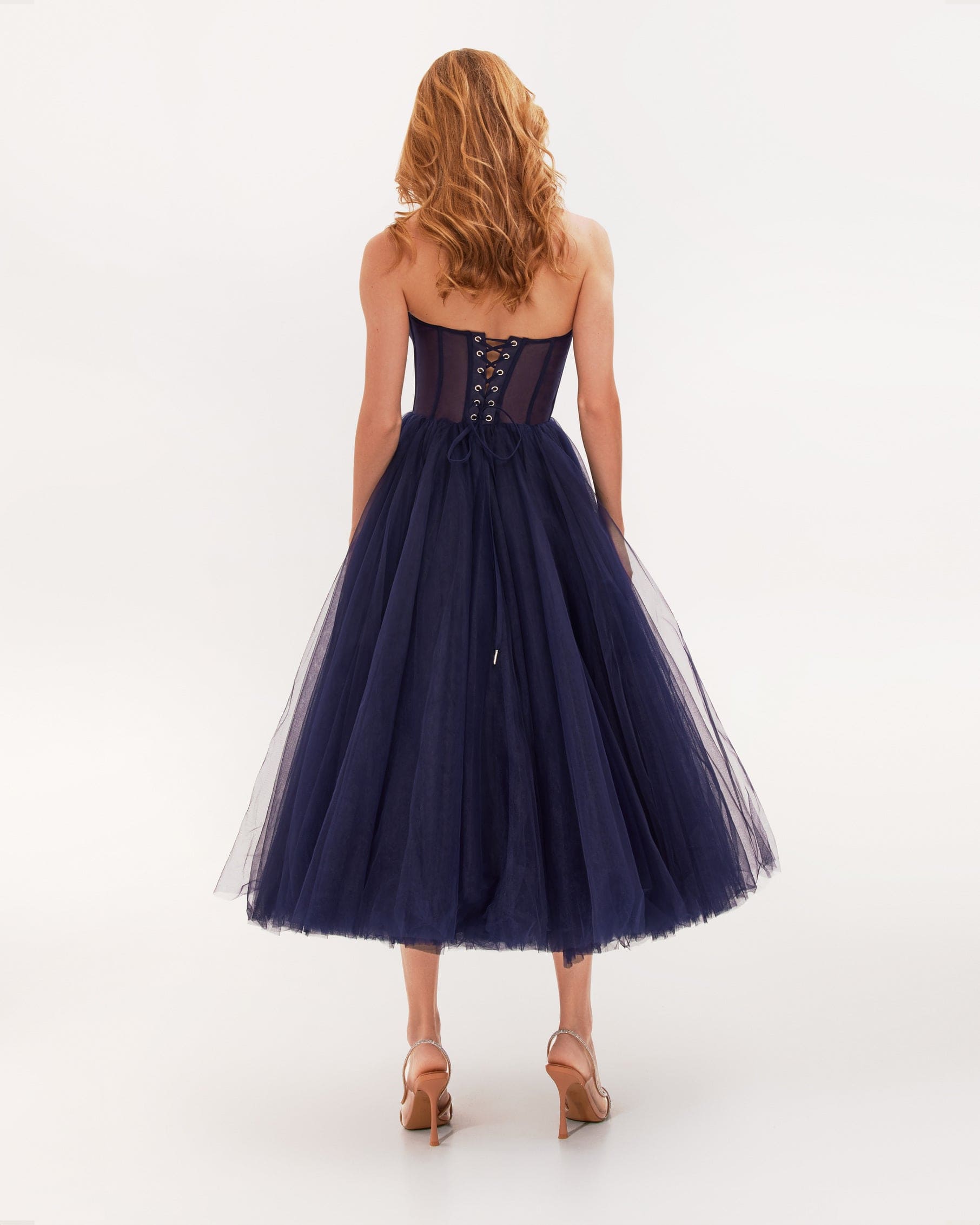 Tutu Skirt Puffy Midi Skirt Outfit Navy Blue Tutu Midi Skirt
