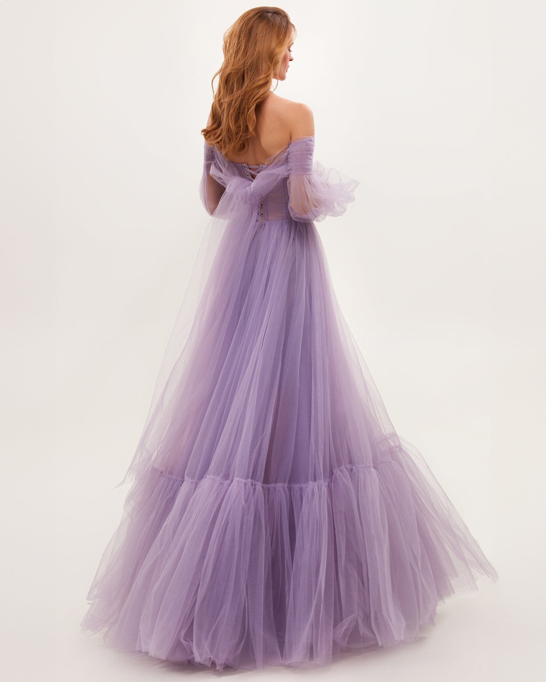 Lavender Off-Shoulder Floral Layers A-line Long Prom Dress – Joyofdress