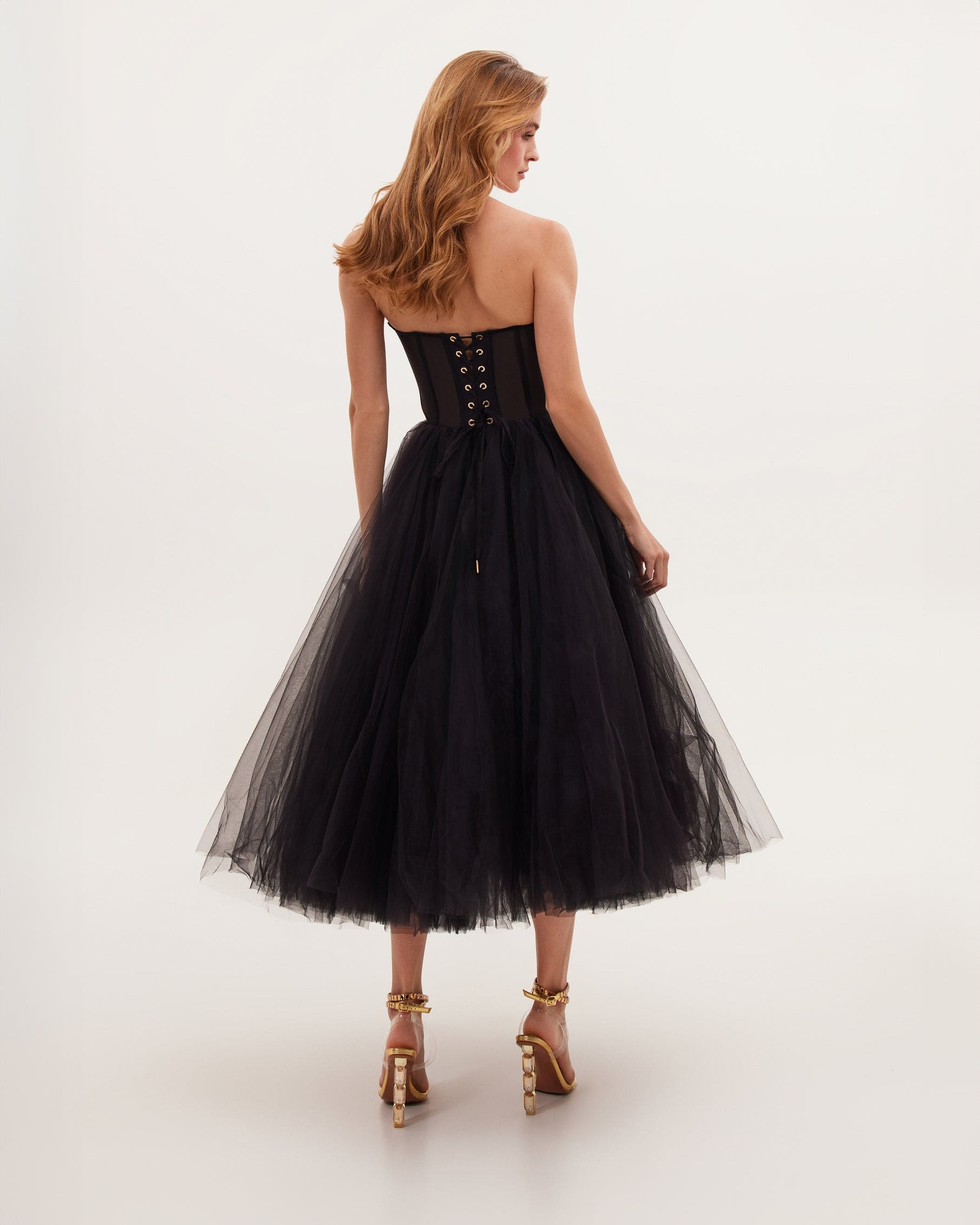 Black Strapless Puffy Midi Tulle Dress ➤➤ Milla Dresses - USA, Worldwide  delivery