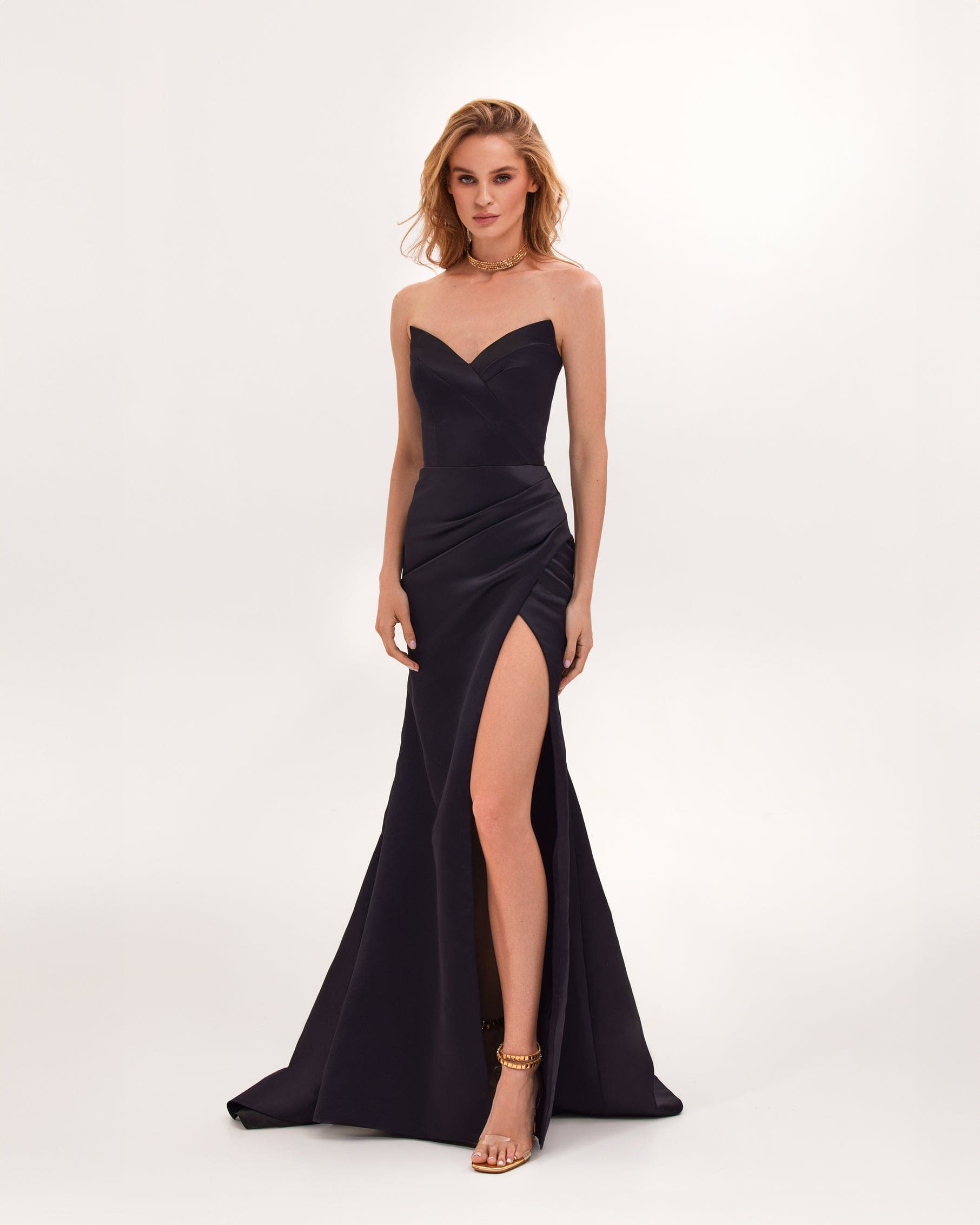 Black Evening Corset Dress, Reception Dress, Plus Size Evening