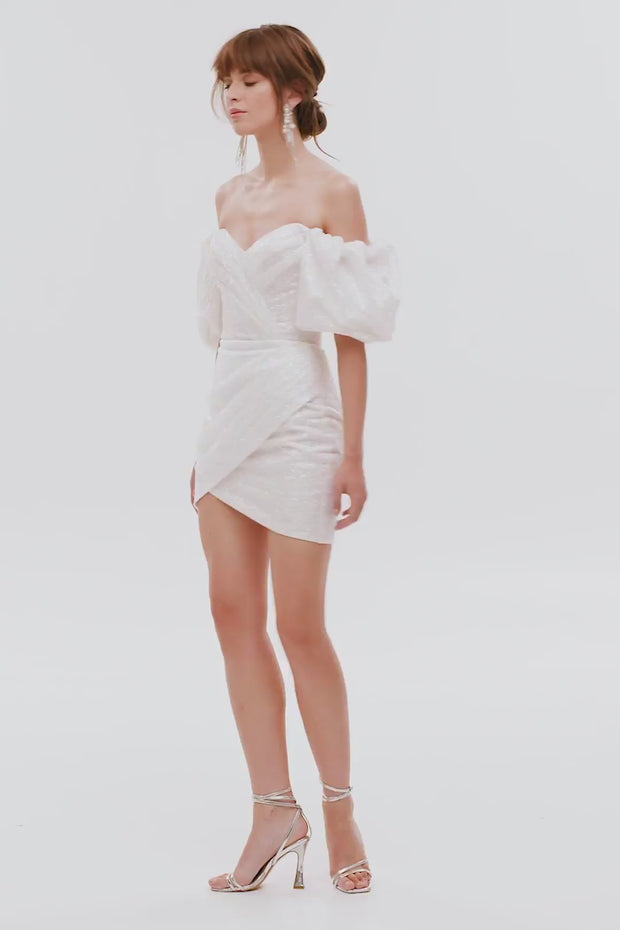 White Cute mini dress with doll sleeves ➤➤ Milla Dresses - USA 