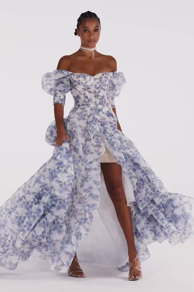 Blue Hydrangea maxi princess dress Milla Dresses - USA, Worldwide delivery