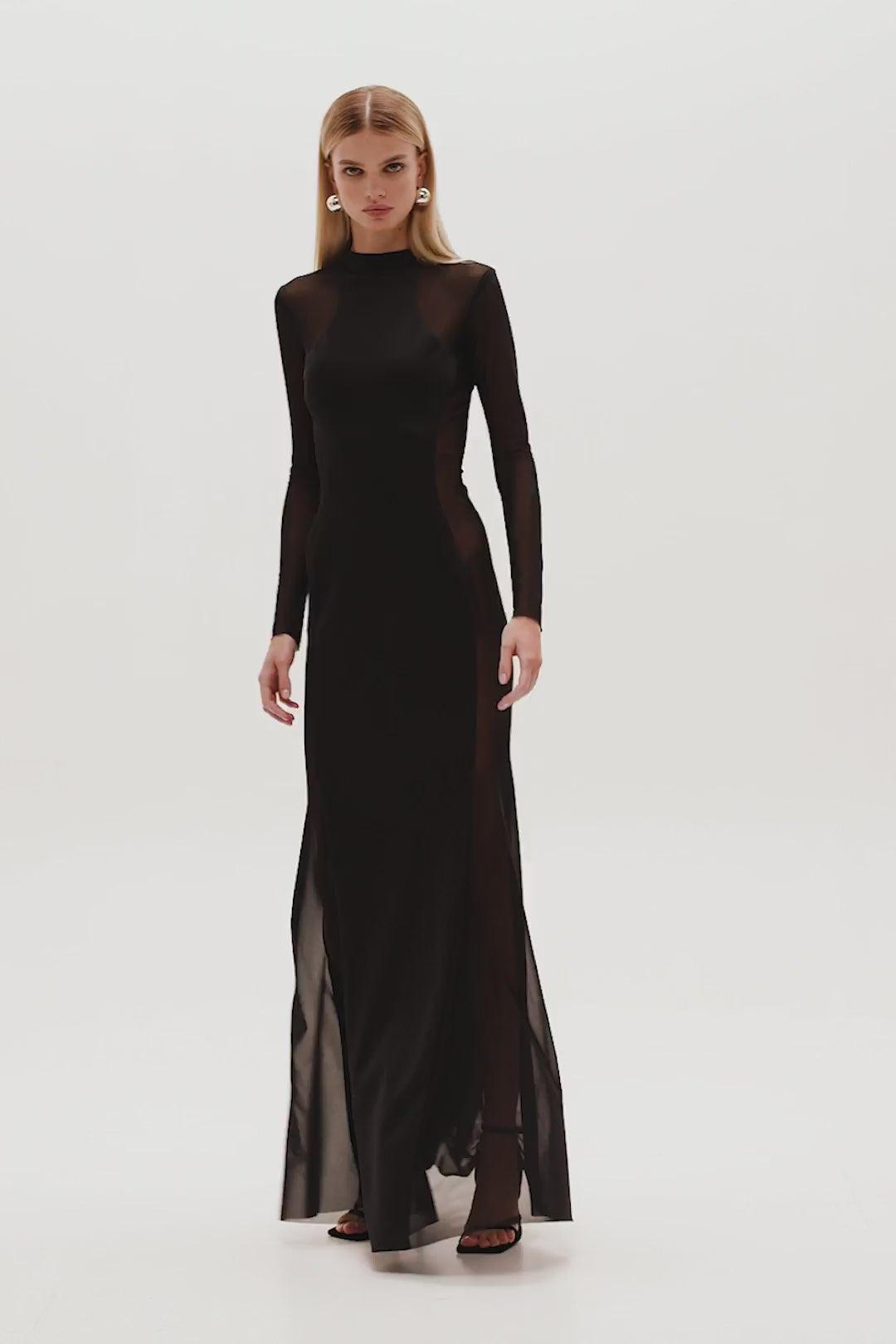 Showstopper black dress with semi-transparent inserts ➤➤ Milla