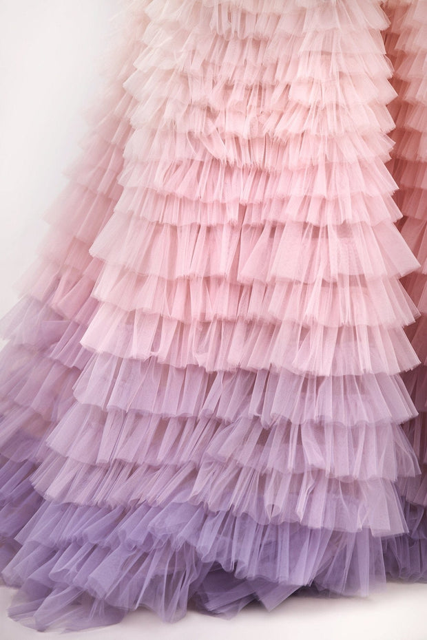 Charming ball gown with the frill-layered ombre maxi skirt - Milla