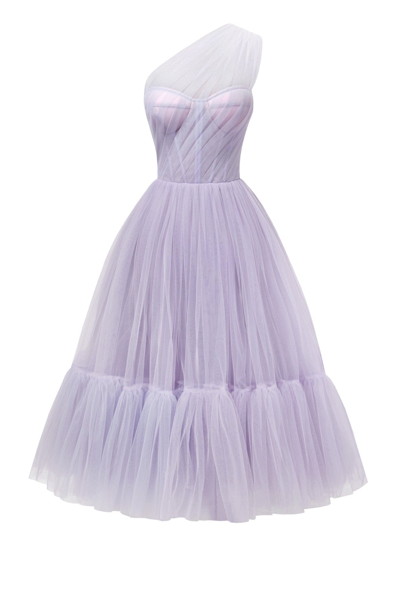 Lavender One-Shoulder Cocktail Tulle Dress - Milla
