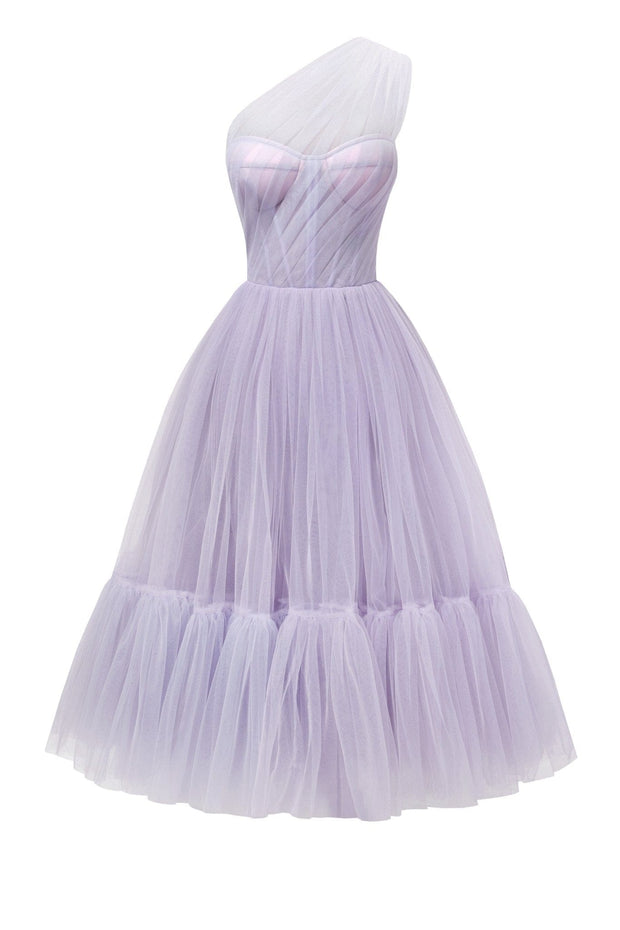 Milla Lavender One-Shoulder Cocktail Tulle Dress XXL / Lavender