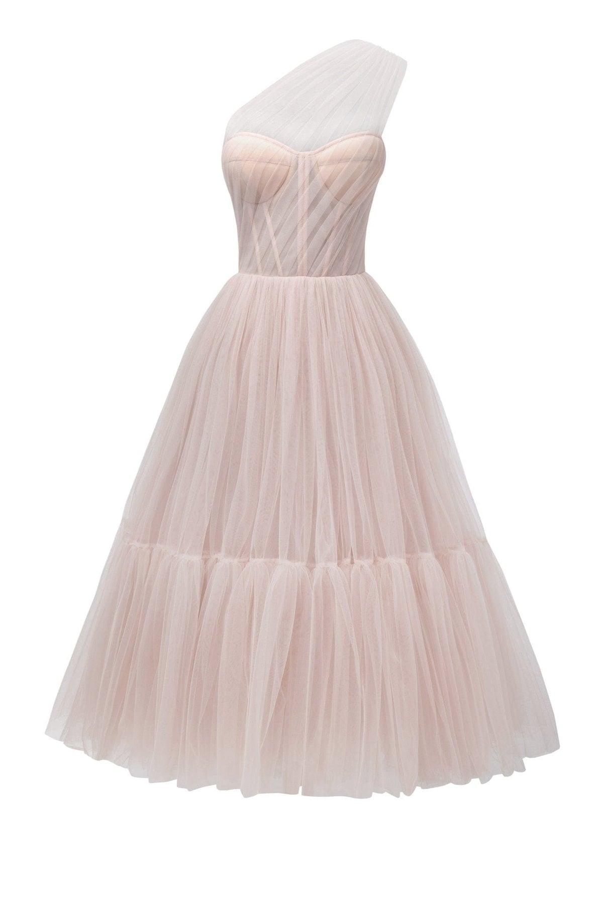 Misty Rose One-Shoulder Cocktail Tulle Dress Milla Dresses - USA ...