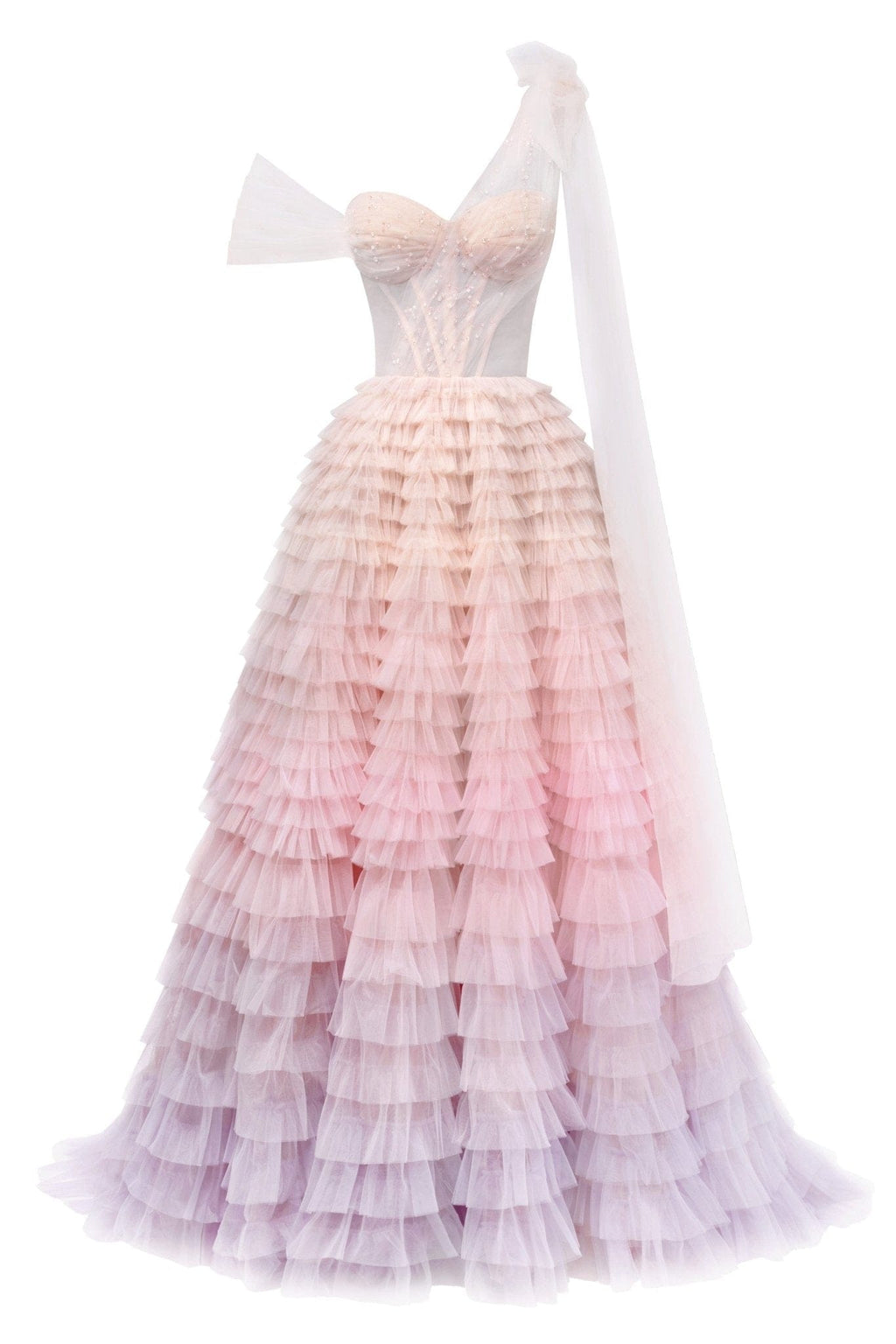 Charming ball gown with the frill-layered ombre maxi skirt Milla ...