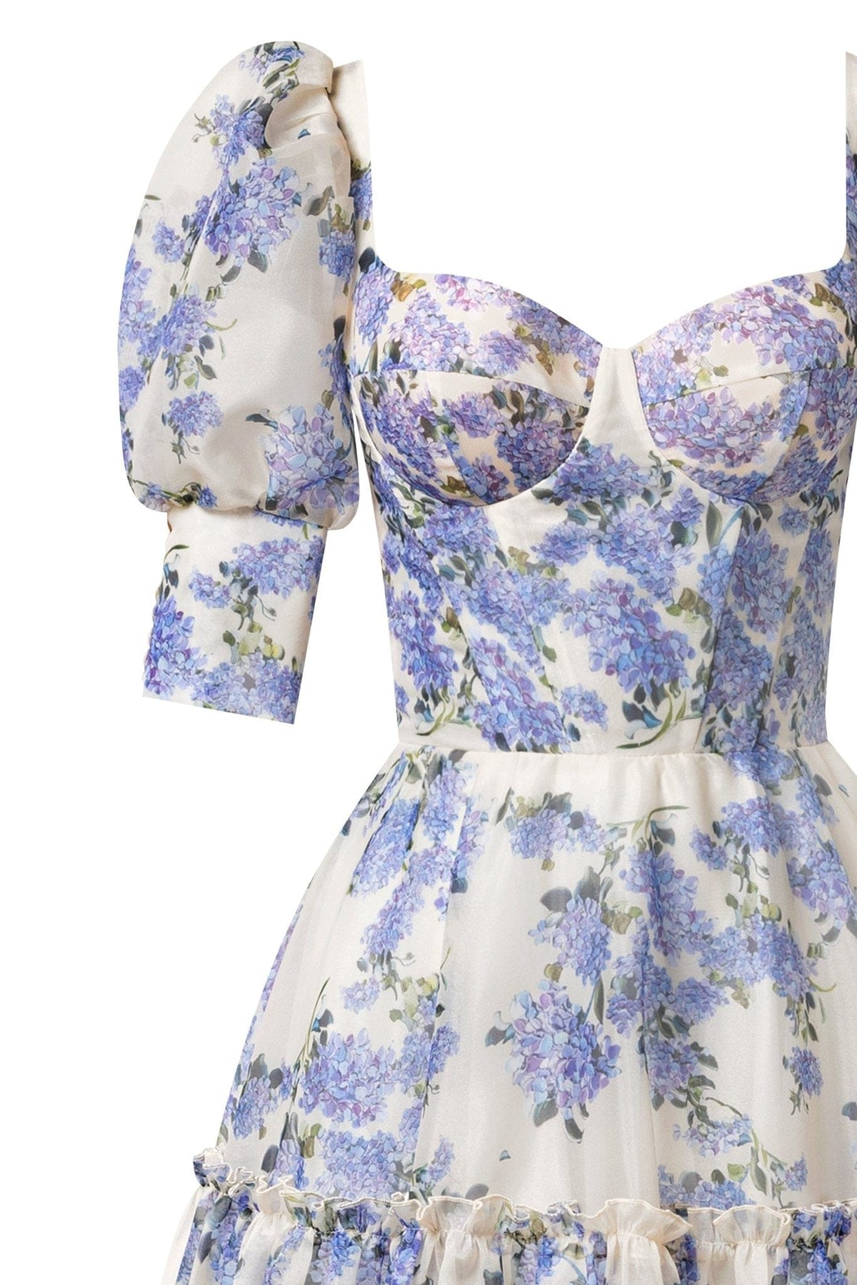 Hydrangea Feminine voluminous sheer sleeves dress Milla Dresses - USA ...