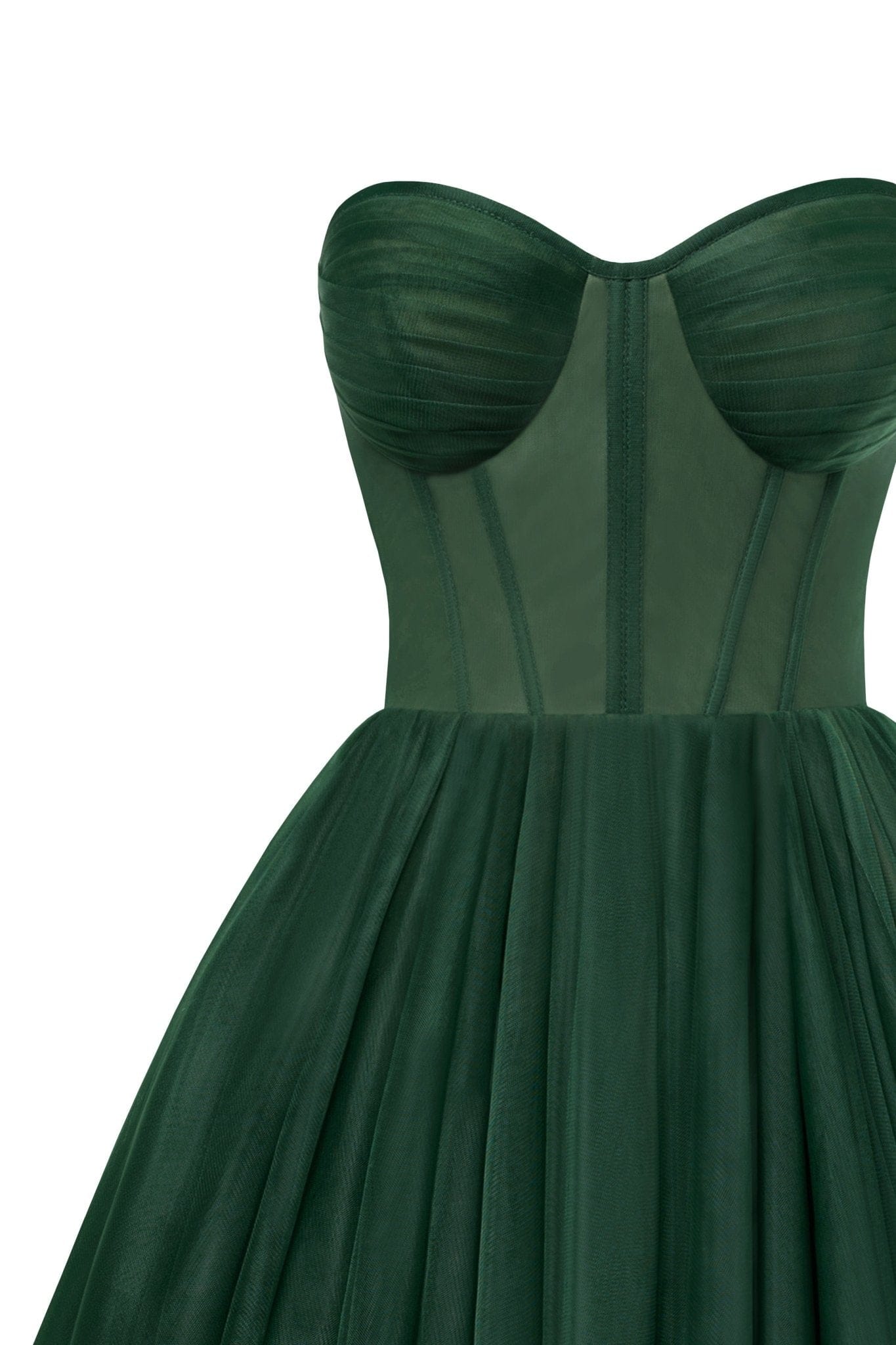 Emerald Midi Dress - Puff Sleeve Corset Dress - Skater Midi Dress