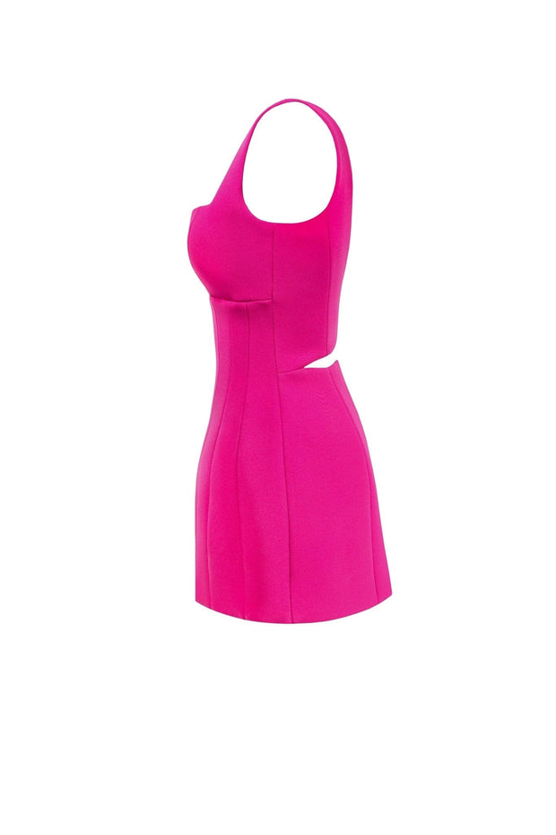 Glossy ultra mini dress in pink with cutouts - Milla