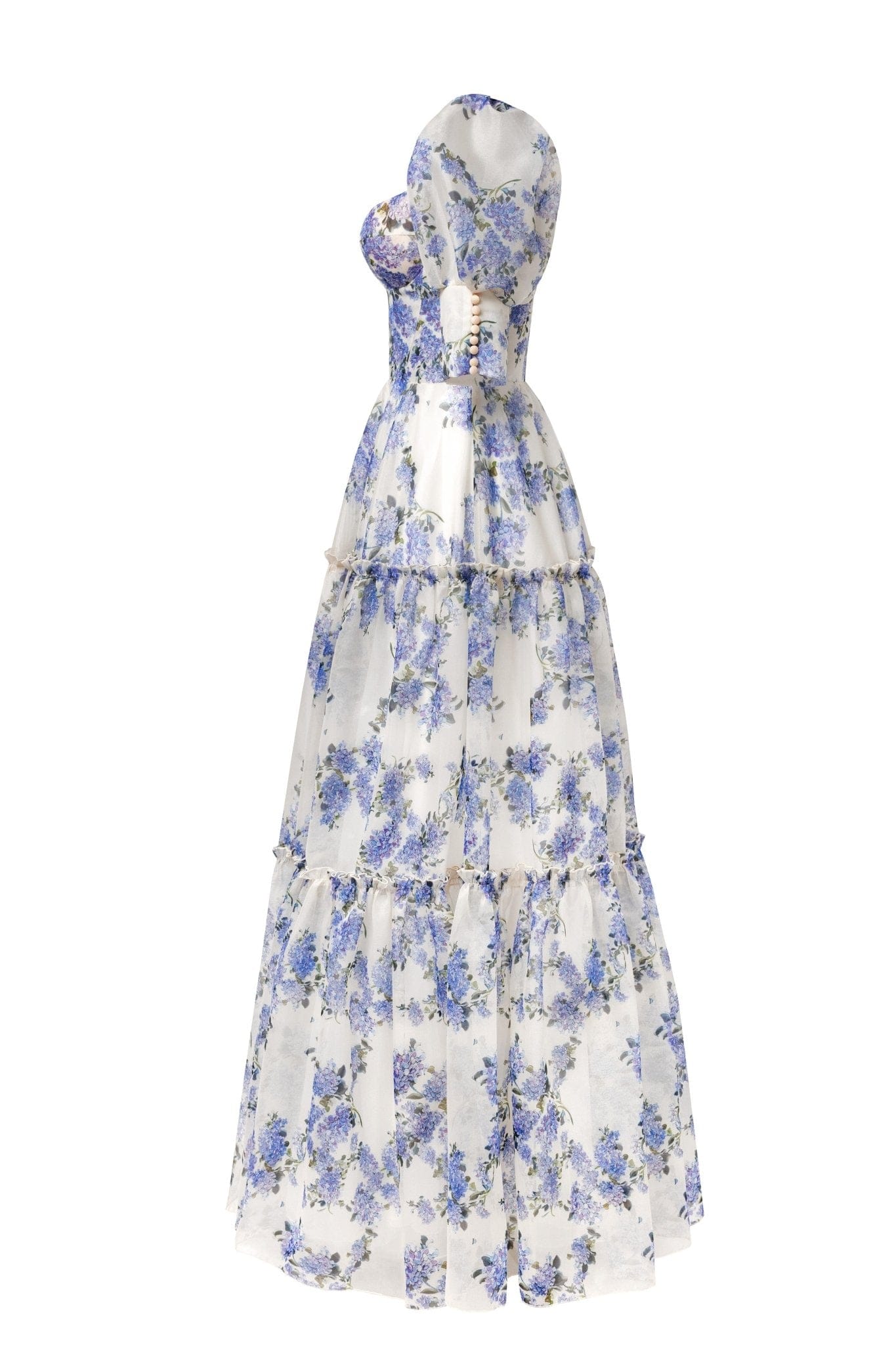 Hydrangea Feminine voluminous sheer sleeves dress - Milla