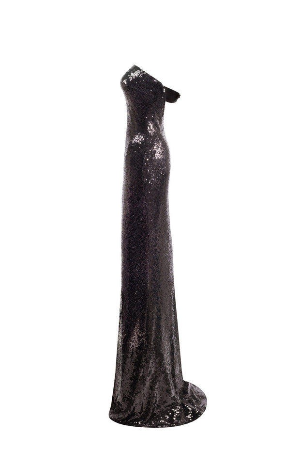 Sequined strapless maxi dress in black - Milla